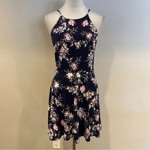 Fortune + Ivy Floral sleeveless stretchy Halter mini Dress size small